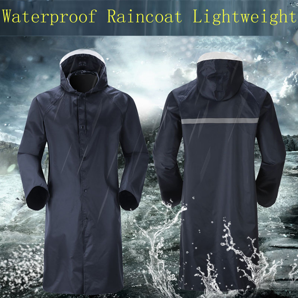Men's Waterproof Raincoat Lightweight Casual Hooded Rain Coat Long Jacket Coat Rainproof Windproof Outdoor Poncho For Jungle