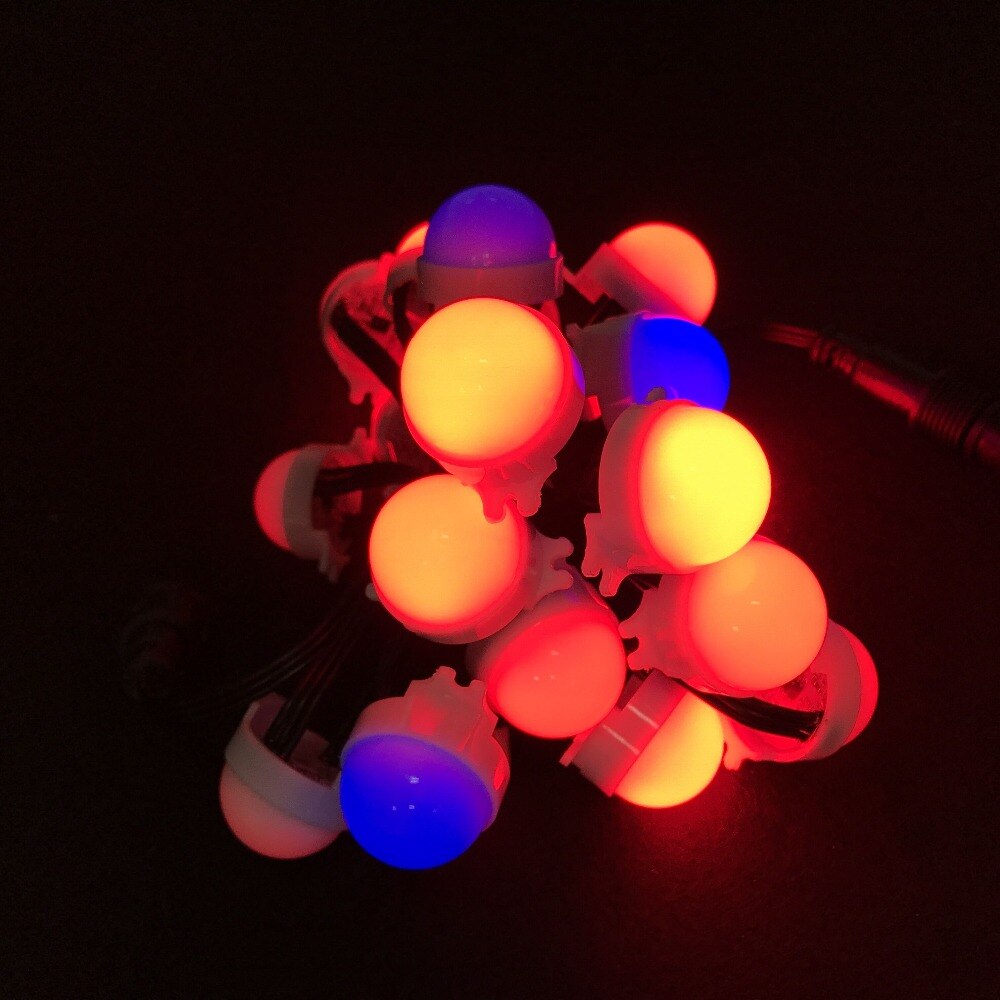 30mm diameter;IP68;12V;WS2811;addressable led smart module;0.72W;RGB full color;milky cover;18AWG black wire;0.2m xConnect pigta