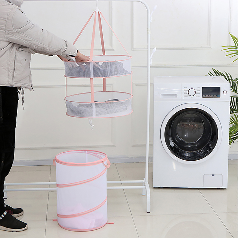 Nordic Style Folding Laundry Basket Waterproof Cloth Bucket Mesh Storage Basket Bin Toy Basket Bucket Organizer Large Capacity