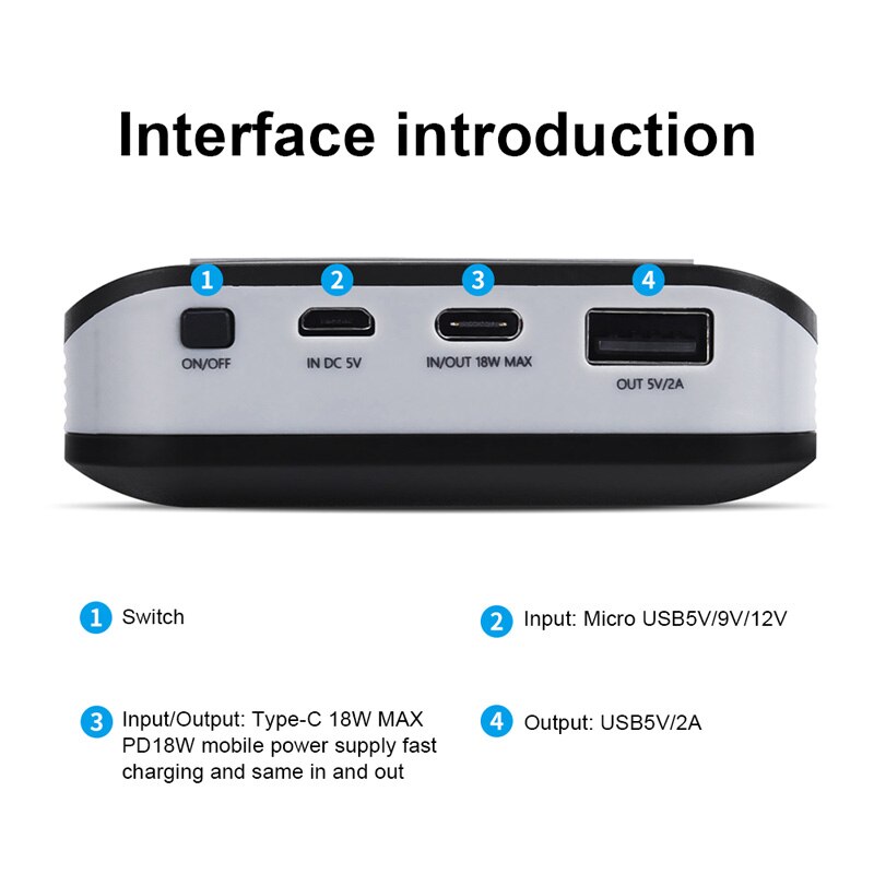 4X18650 Batterij Diy Qi Draadloze Oplader Usb Type C Pd Snel Opladen Power Bank Box Shell Case Voor mobiele Telefoon Mobiele Telefoon Tablet