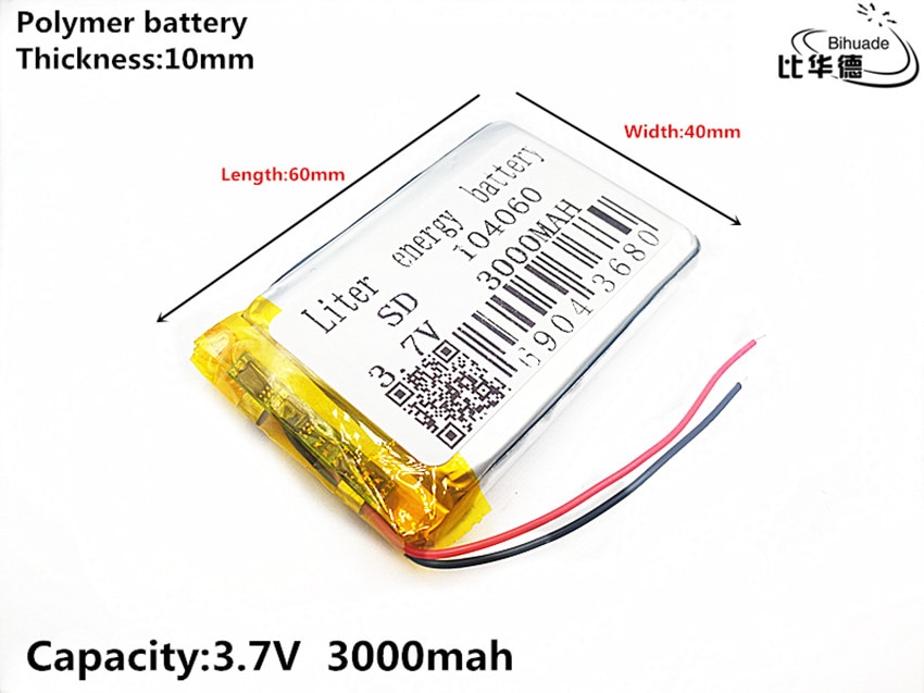 Batterie lithium-ion, 3.7V,3000mAH, 104060, pour tablette, pc, GPS,mp3,mp4