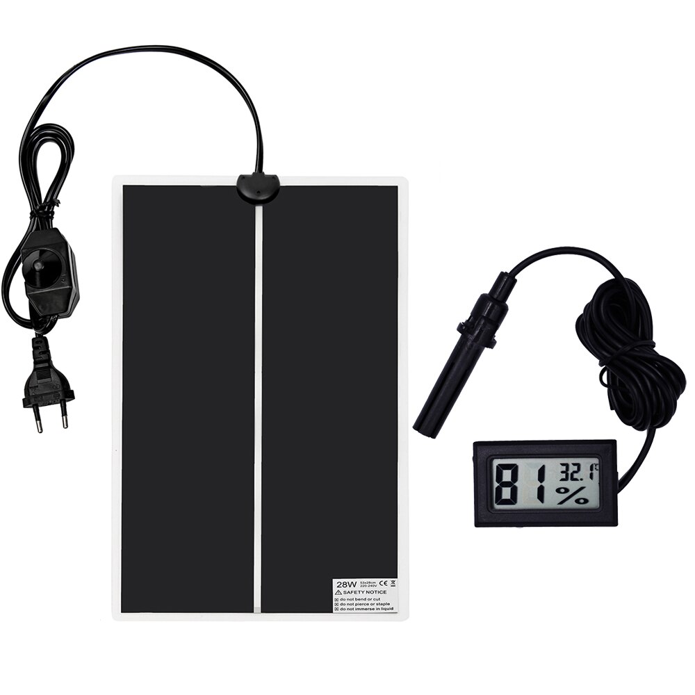 Krybdyr opvarmning pad kit med lcd digitalt termometer akvarium skildpadde varmemåtte firben varmere justerbar temperatur controller