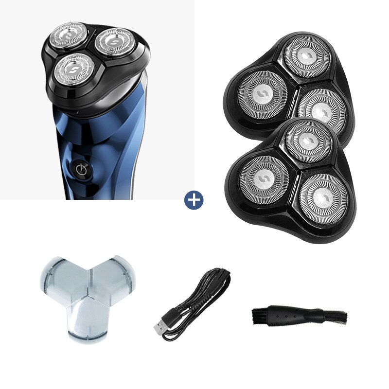 Electric Shaver 3D Floating Razor Rechargeable Shaving Machine Wet-Dry Dual Use Waterproof Fast Charging for Men Beard Trimmer: S2  2 Razors