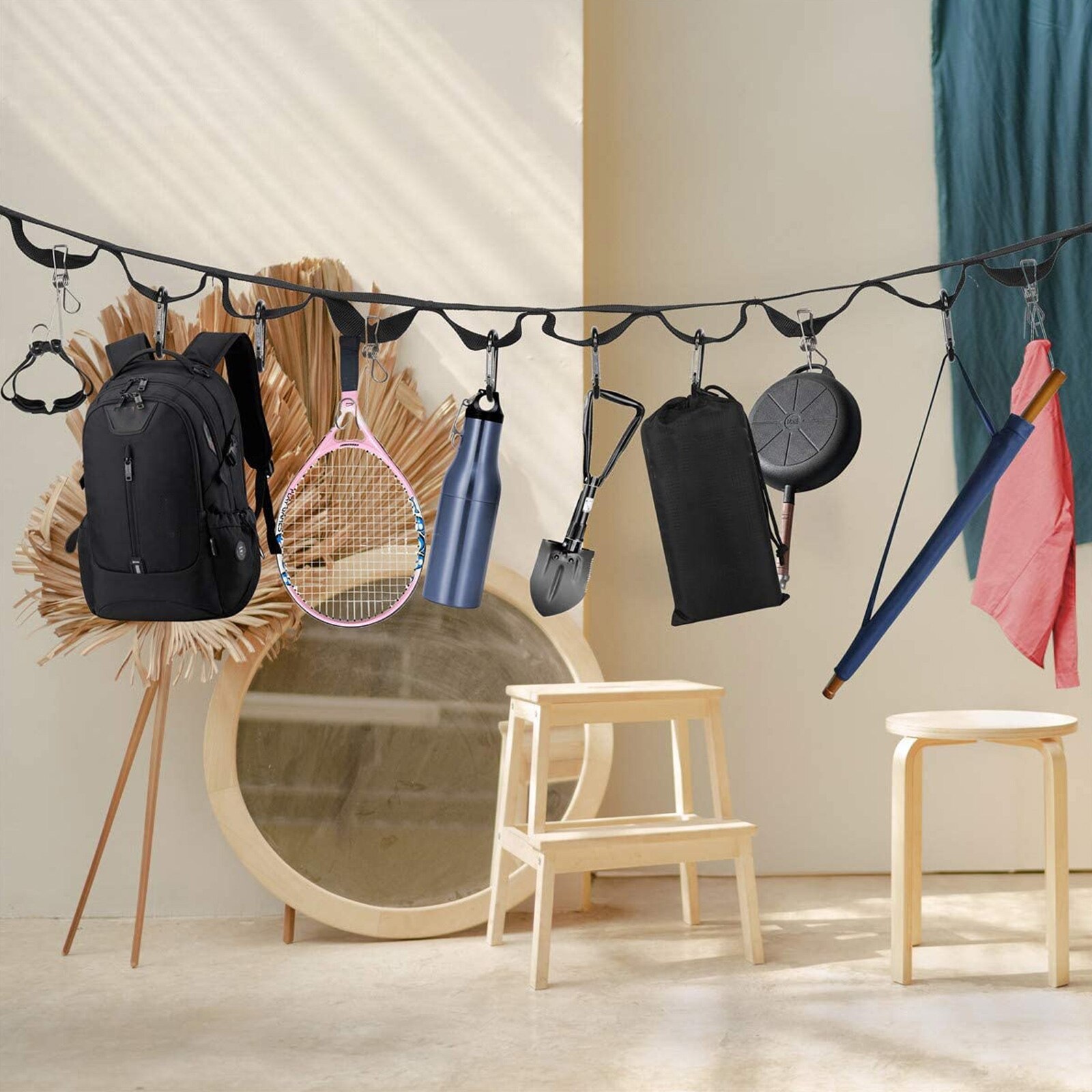 1 Set Camping Clothes Drying Line Outdoor Clothesline Hanging Rope Storage Strap