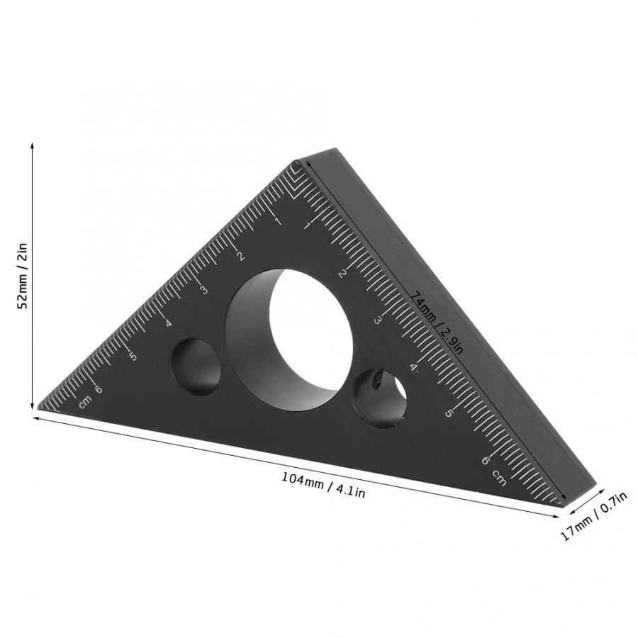 Aluminum Alloy Thickened 45 Degree Triangular Angle Ruler Woodworking Measuring Tool