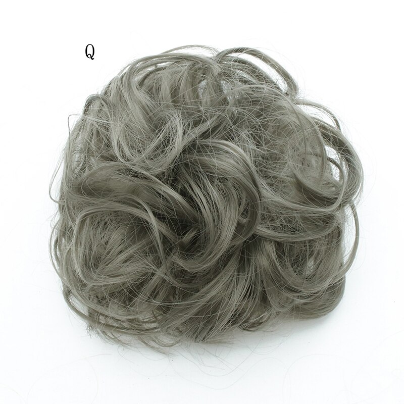 Similler syntetisk krøllet chignons gummibånd elastisk scrunchie hair extensions bånd hårspænde bundter hårstykker boller: Q