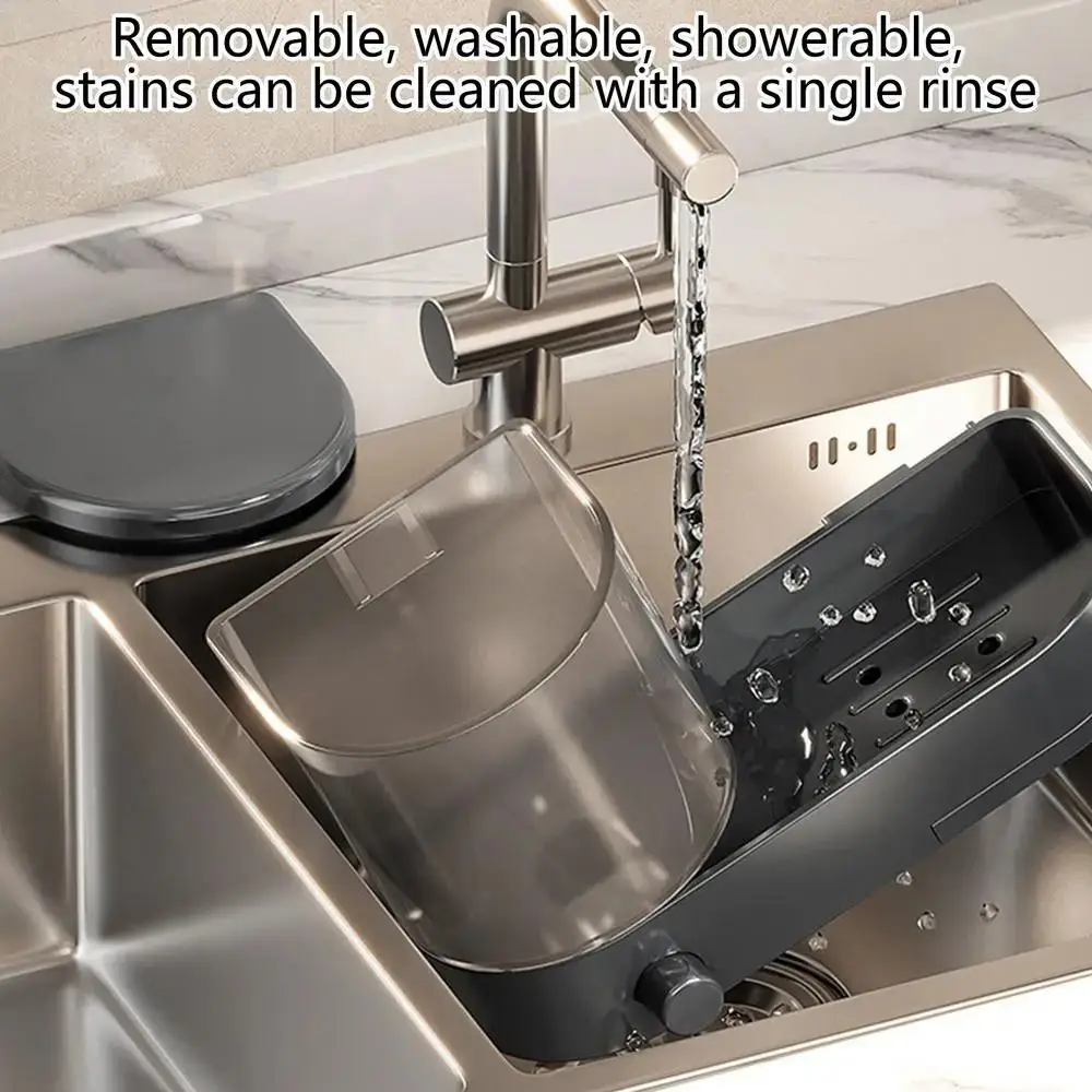 Kitchen Dish Soap Press Drain Storage Rack Punch-free Wall-mounted Kitchen Sink Press Soap Dispenser Kitchen Accessories