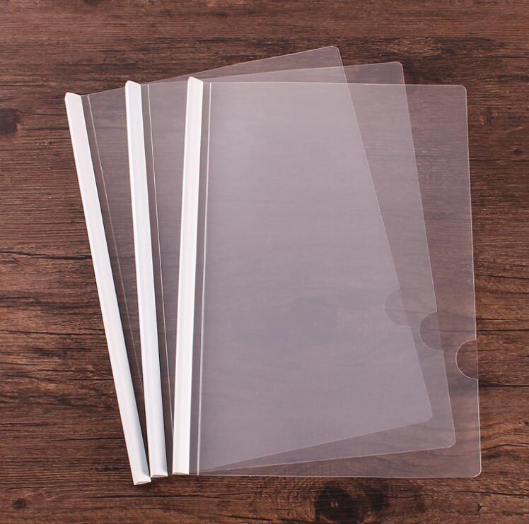 10 Pcs Plastic A4 Paper File Folder 10mm Sliding Bar Report Covers 40 Sheets Transparent Resume Presentation Organizer Binder: White