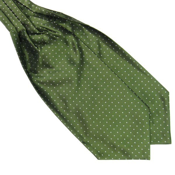 Brand Polka Dot Men Long Silk Scarves Cravat Ascot Ties Handkerchief Gentlemen: Green