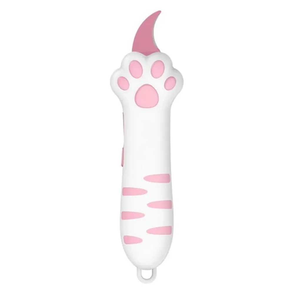 Portable Plastic Cat Paw Box Cutter Cartoon School Office Supplies Cat Box Paper Cutter Retractable Letter Opener: Red