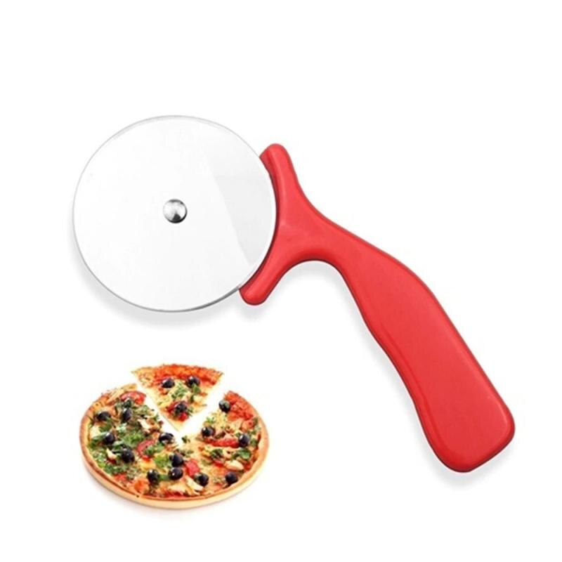 Pizza Cutter Wheel Stainless Steel Plastic Long Handle Roller Pizza Chopper Slicer Kitchen Gadget Pizza Cutter Knives