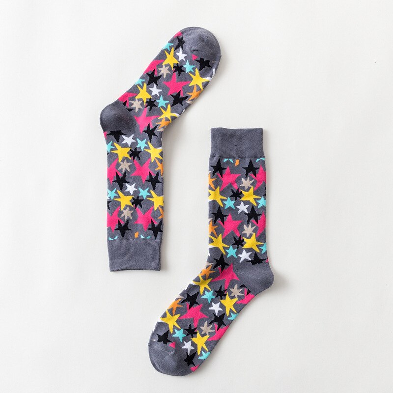 Cool estilo callejero de Harajuku Crazy Cartoon divertido mujeres Casual calcetines hombres cortos calcetines de hip hop hombres novedad feliz algodón colorido Socs: grey five star 19