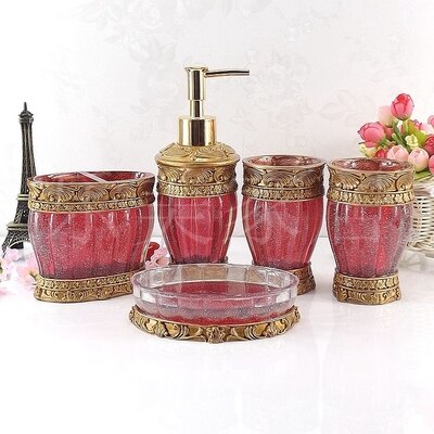 Beautiful butterfly floral 5PCS Resin Bathroom Accessories Set Soap Dispenser/Toothbrush Holder/Tumbler/Soap Dish white