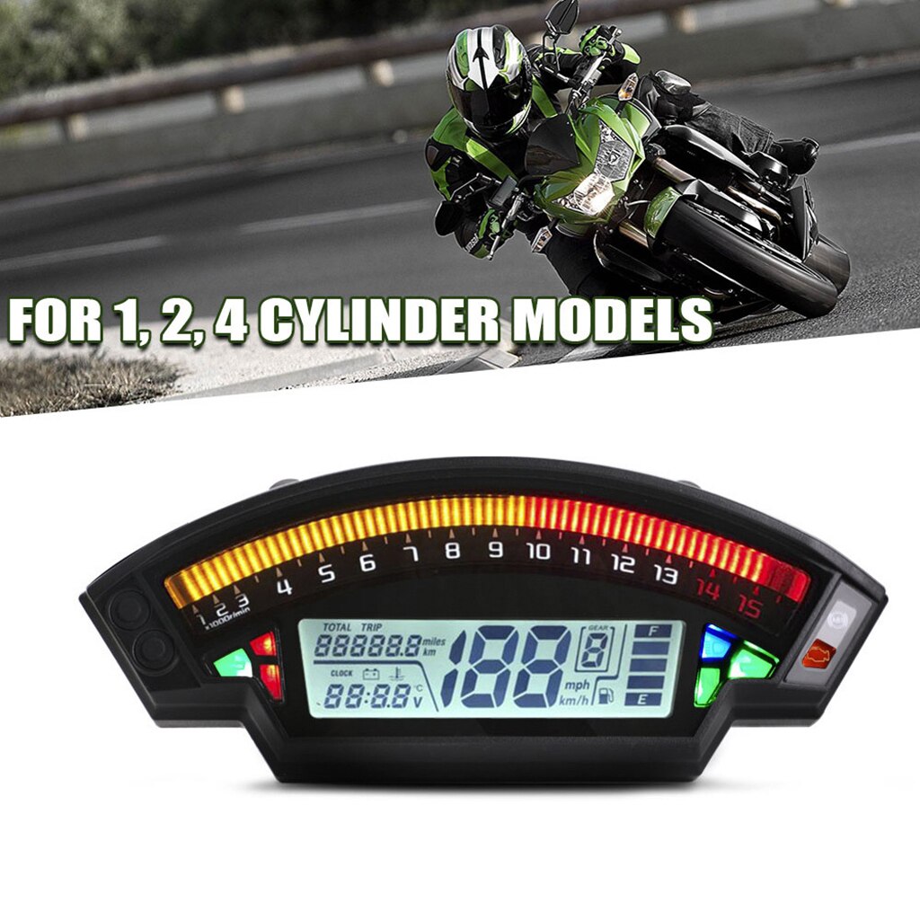 LCD Digital Motorcycles Speedometer & Tachometer for Cafe Racer Moto Odometer