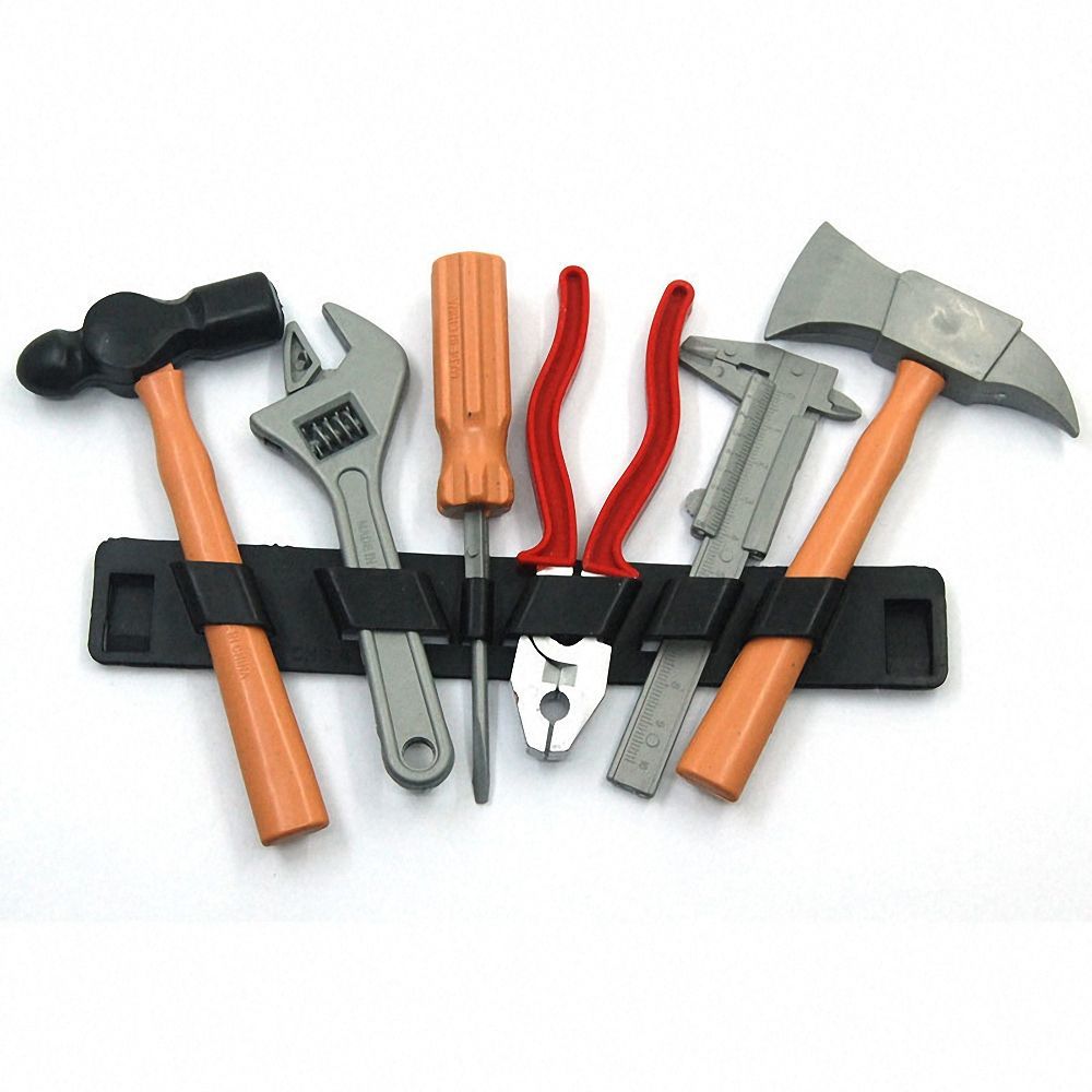 6Pcs/Set Simulation Repair Tools Kits Toys For Children Boys Pretend Play Plastic Hammer Tongs Engineering Cosplay Brinquedos: Default Title