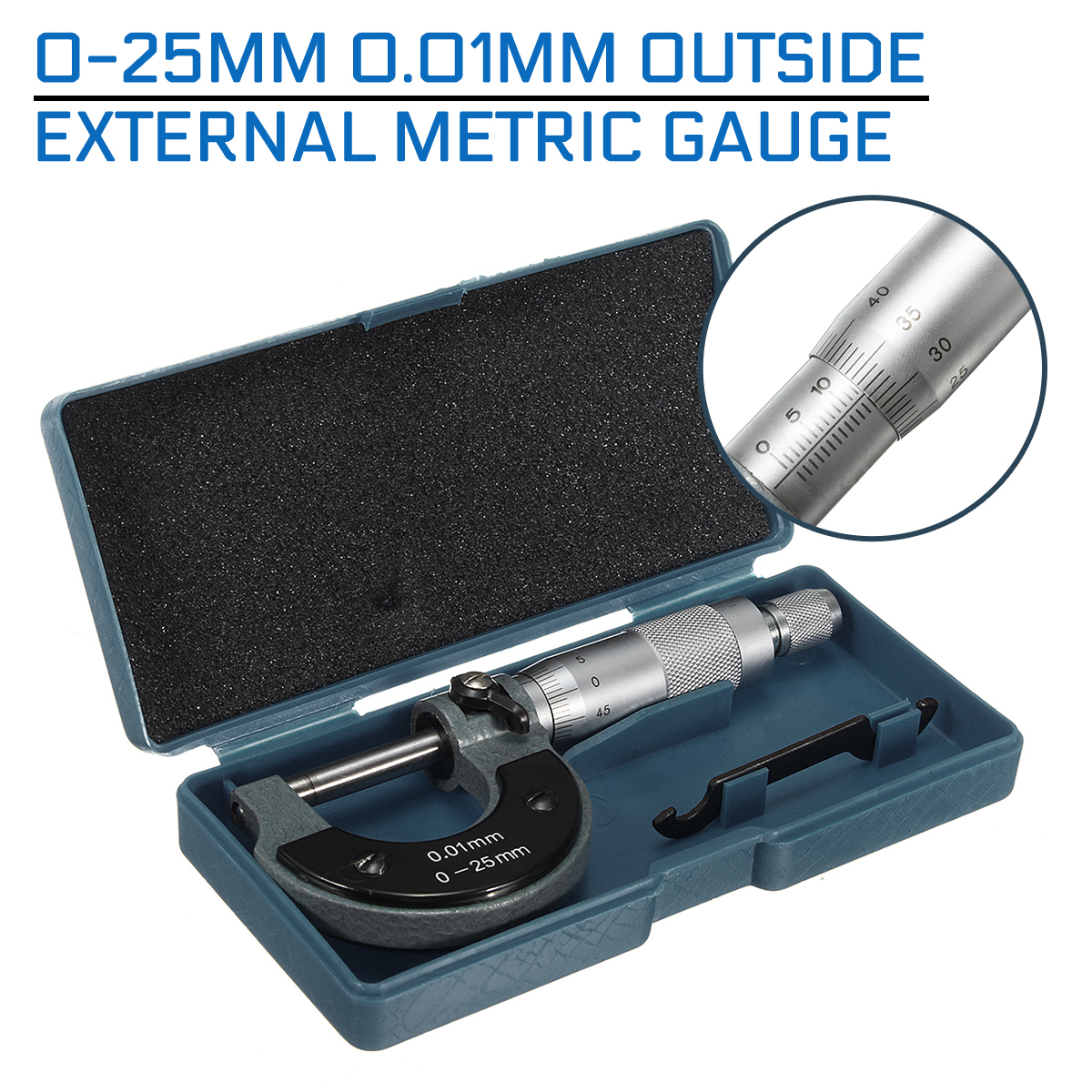 0-25mm 0.01mm ytre metrisk måler mikrometer maskinist måling med boksenøyaktig måleverktøy