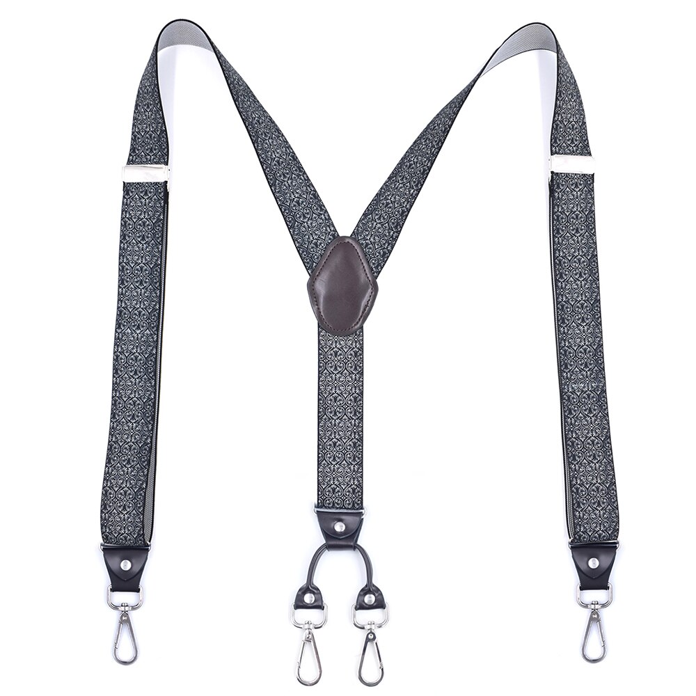 Heavy Duty Bretels Met Swivel Haken Voor Vrouwen Mannen Werken Y-Back Big Tall Verstelbare Elastische Broek Bretels Strap riem-Zwart: Gray Paisley