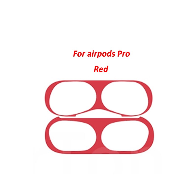 Para los airpods de Apple Pro 1 2 polvo de metal guardia etiqueta escudo film a prueba de polvo para airpod auriculares accesorios tierra de protección: airpod pro red