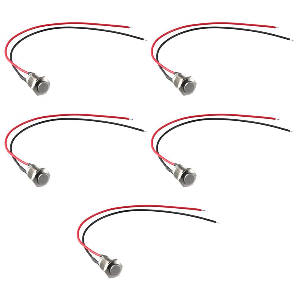 Durable 12mm Momentary Push Button Switch with pre-Wiring IP65 Waterproof 1 Normally Open Stainless Steel