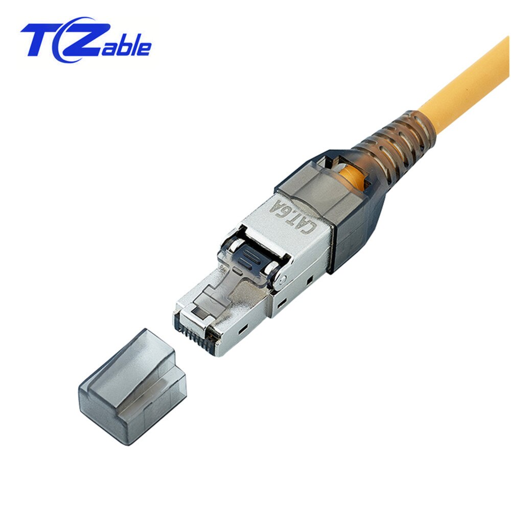 Grå  rj45 kat 6a eathernet stik lan  rj 45 kat 6a stik zink legering metal skjold 8 p 8c krystal hoved netværk stik værktøj gratis