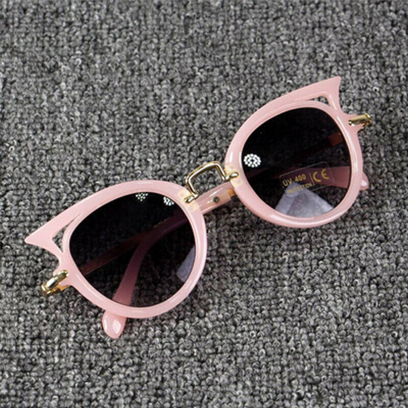 Baby solbriller tilbehør børnebriller dreng pige briller  uv400 beskyttelse udendørs kat solbriller: Lyserød