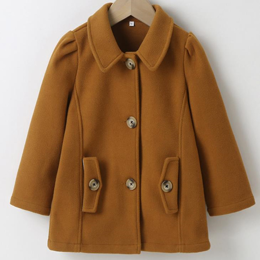 Cappotto di lana per bambina cappotto invernale con risvolto Design monopetto sciolto autunno caldo outwear