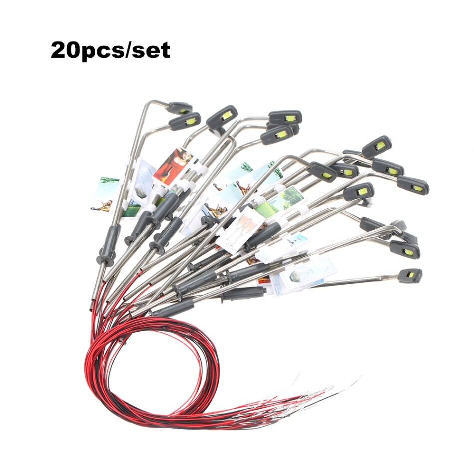20 Stks/set Model Straatverlichting 1:200/150/100 Schaal Layout Lantaarnpaal Spoorweg Trein Tuin Speeltuin Landschap Led Lamp Verlichting: Warm White scale 2