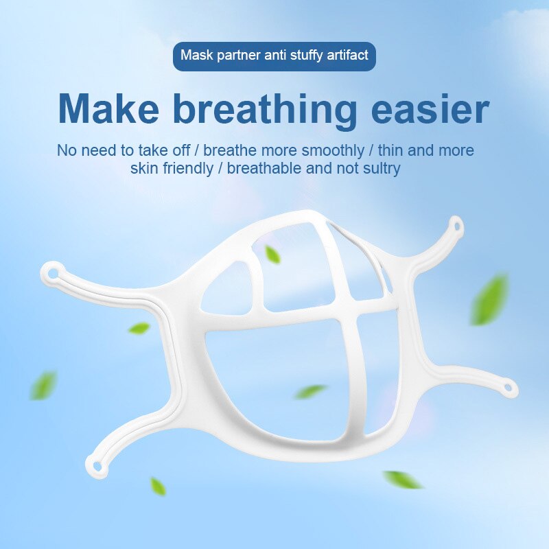 Soporte para mascarilla 3D, soporte transpirable de silicona, PE, protección Facial, herramienta de maquillaje, no se caída y no se desliza, 10 Uds.