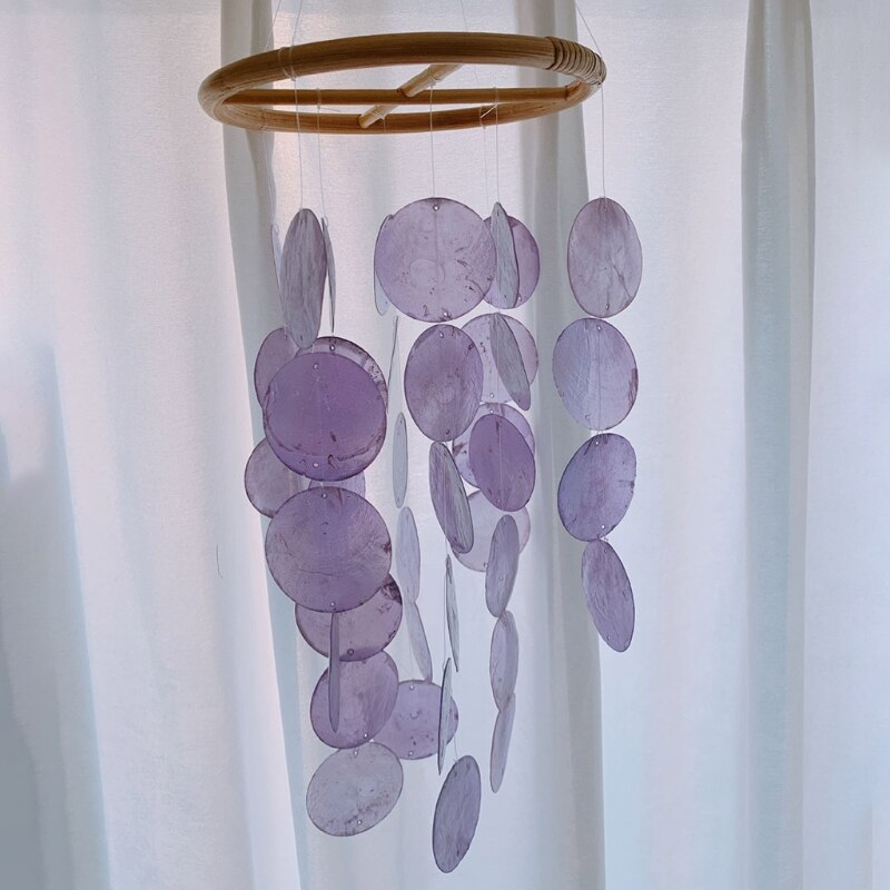 Carillón de viento de concha de estilo nórdico para decoración de la habitación del hogar, campanilla colgante de pared, juguetes para niños, sonajero móvil en la cuna, creativos