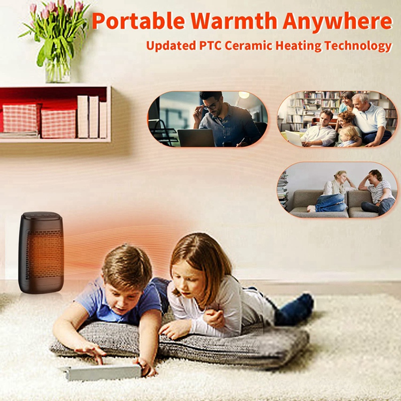 Portable Space Heater, Electric Heater With Adjustable Thermostat, Tip-Over And Overheat Protection For Bedroom