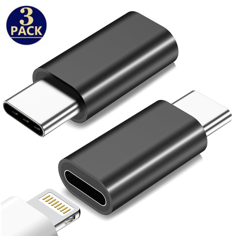 3 SZTUKI przejściówek Lightning żeński na USB C męski do iPhone'a 15 Pro Max Plus IPad typu C do 8-pinowego złącza ładowania i synchronizacji danych