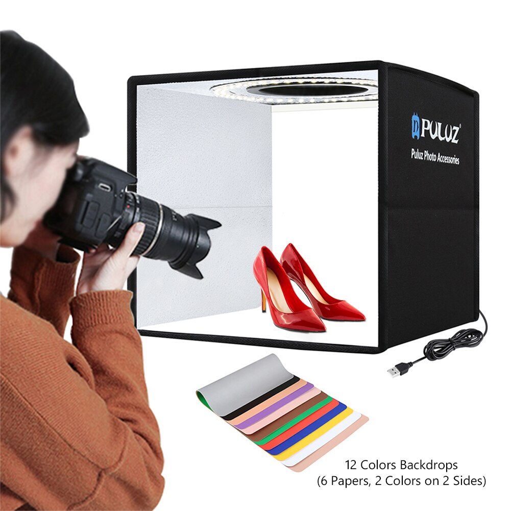 Puluz Led Rechts Licht Lightbox Light Box Mini Fotostudio Doos Fotografie Doos Licht Studio Schieten Tent Box Kit Met achtergronden