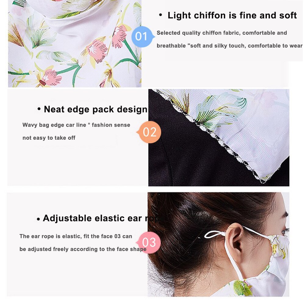 Ademende maskers stofdicht anti-ultraviolet winddichte maskers vrouwen huidvriendelijk bloemig buiten fietsen dragen zonnebrandcrème