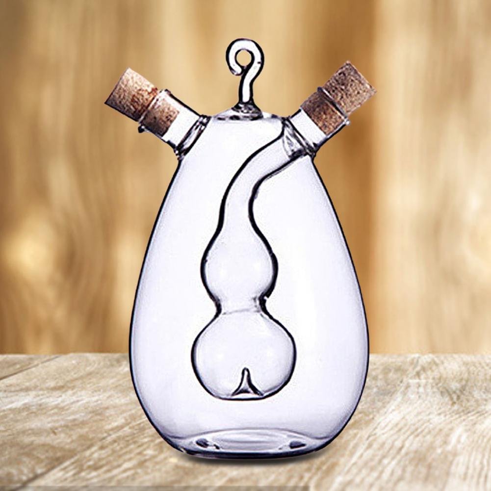 Tapón de aceite antigoteo, botellas de vinagrera de vidrio, doble vertedor, accesorios de cocina