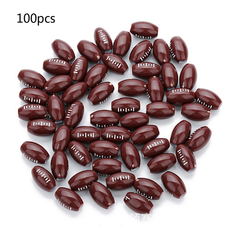 100 stk akryl baseball volleyball rugby tennis basketball perler 12mm sports ponni ball spacer perler smykkefremstilling: Rugby