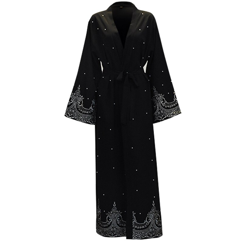 Abaya – Robe Hijab noire perles pour femmes, Kaftan, dubaï, turquie, Islam, Qatar, Oman, Jilbab, vêtements pour femmes