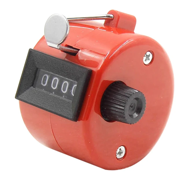 Contador Digital Manual de mano, contador Manual mecánico de 4 números, 8 colores surtidos: Rojo