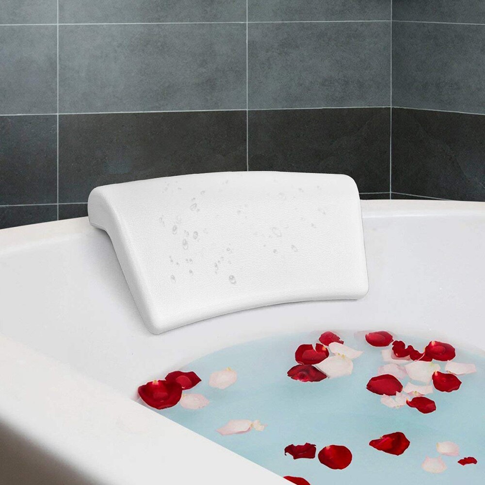 Mykt badekar spa hvile ergonomisk pute antiskli behagelig sugekopp pu lær badepute tilbehør hjemme bad
