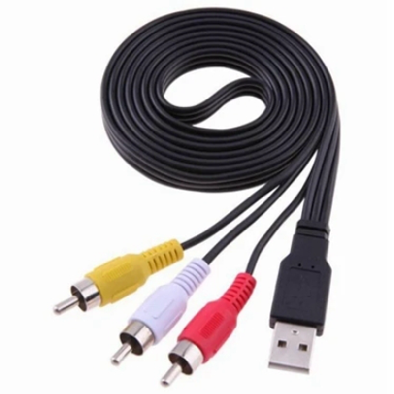 USB Männlich Weiblich Stecker Auf 3 schnallen-buchse Adapter Audio- Konverter Video AV USB Zu 2 RCA Kabel Für HDTV TV Fernsehen draht Kabel Kabel: Blau / < =0.5m