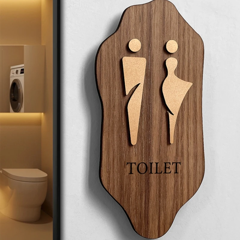 Houten bewegwijzering Toiletbewegwijzering voor heren en dames Deurbord Openbare badkamer Instructiebord Luxe hotel WC Toiletmuursticker