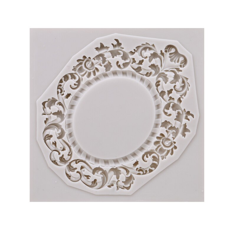 1Pcs Gray Fondant Mold Frame Retro Frame Embossed Frame Mold 3D Silicone Cake Decoration Mold: M205