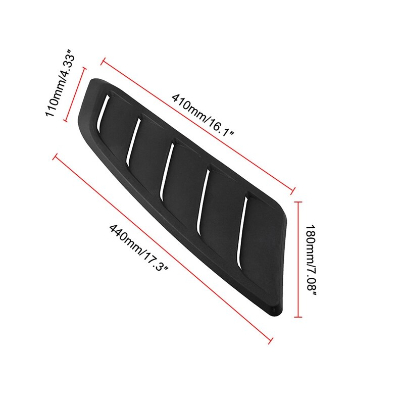 Lot de 2 panneaux universels de protection du moteur avant de voiture, couvercle de ventilation de flux d'air, capot d'admission décoratif de toit de voiture, écope en abs noir