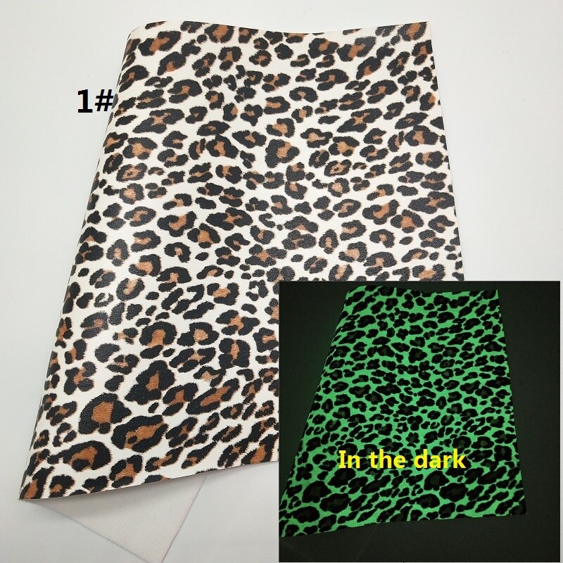 1PC 21X29CM Glow in The Dark Faux Leer Stof, luipaard Zebra Synthetisch Leer Stof Voor Maken Bows LEOsyntheticoDIY T276: 1