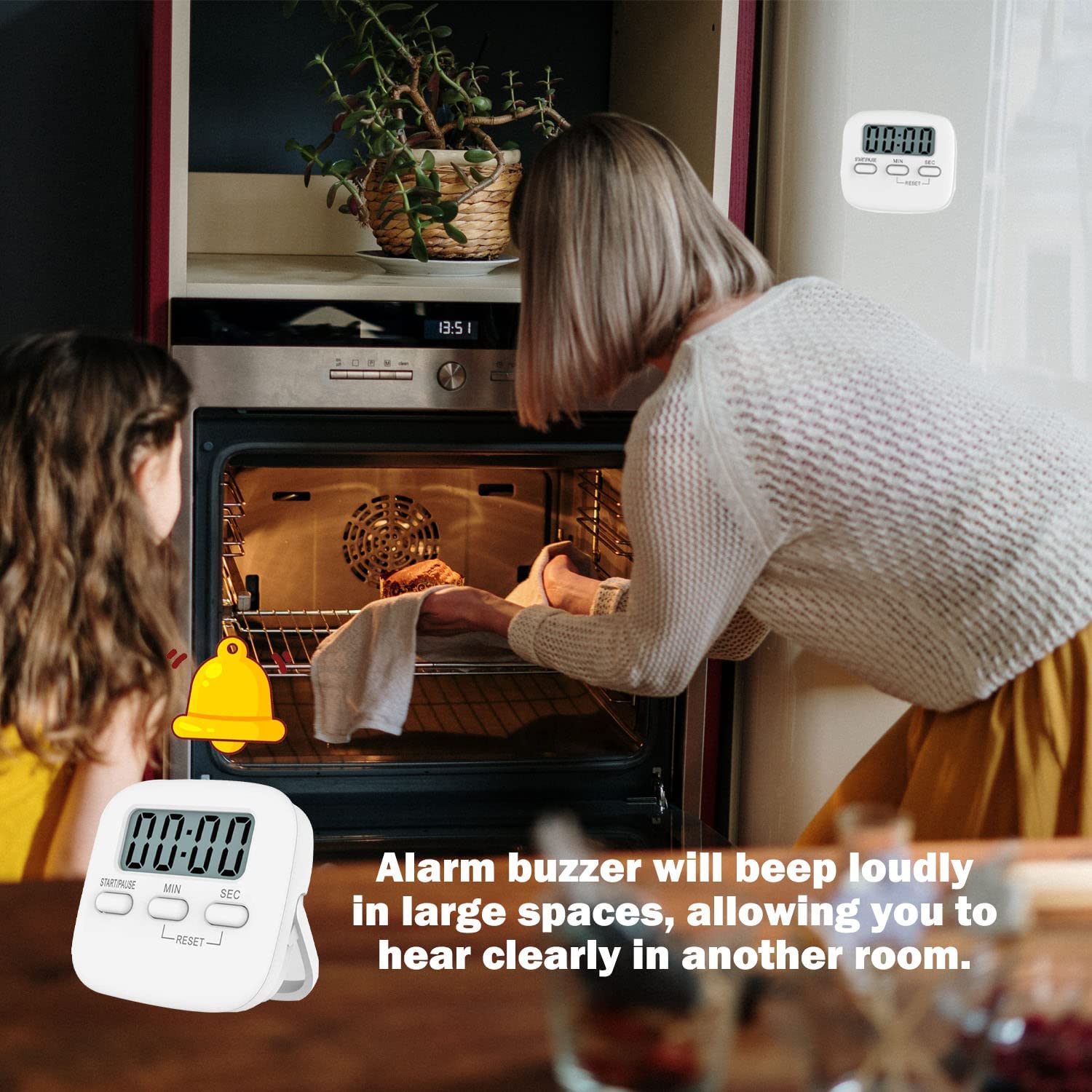 Magnetic Kitchen Timer Countdown Timer LED Digital Screen Multifunctional Visual Alarm Clock for Study Sport Cooking