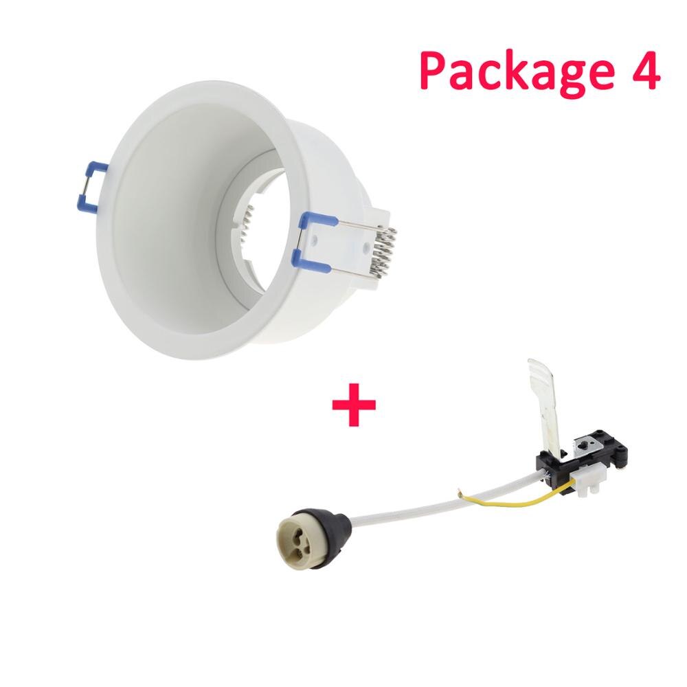 Geen Verstelbare Plafond Lamp Houder Bases Halogeen Licht Beugel Cup Aluminium Led Downlight GU10 MR16 Spot Light Bulb Lamp Houders: package 4
