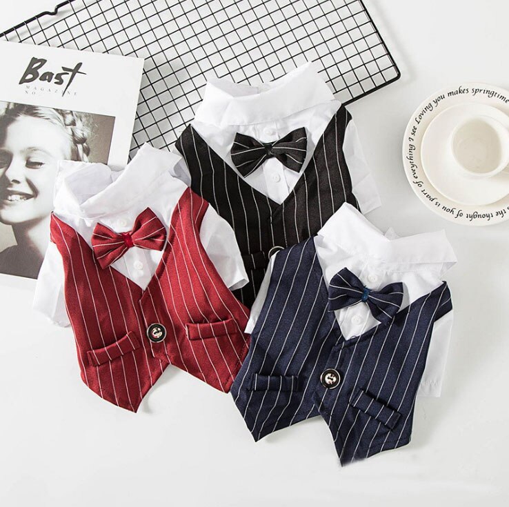 Wedding Pet Dog Suit Costume Formal Dog Clothes Bow Tie Bridegroom Dog Tuxedo Coat For Small Medium Dogs Pug French Bulldog 10A