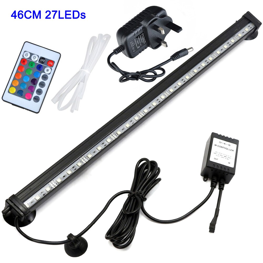 Waterproof LED Aquarium Lights Fish Tank Light 16/26/31/46CM Submersible Underwater Lamp Aquatic Decor Lighting EU/AU Plug D25: UK Plug 46cm