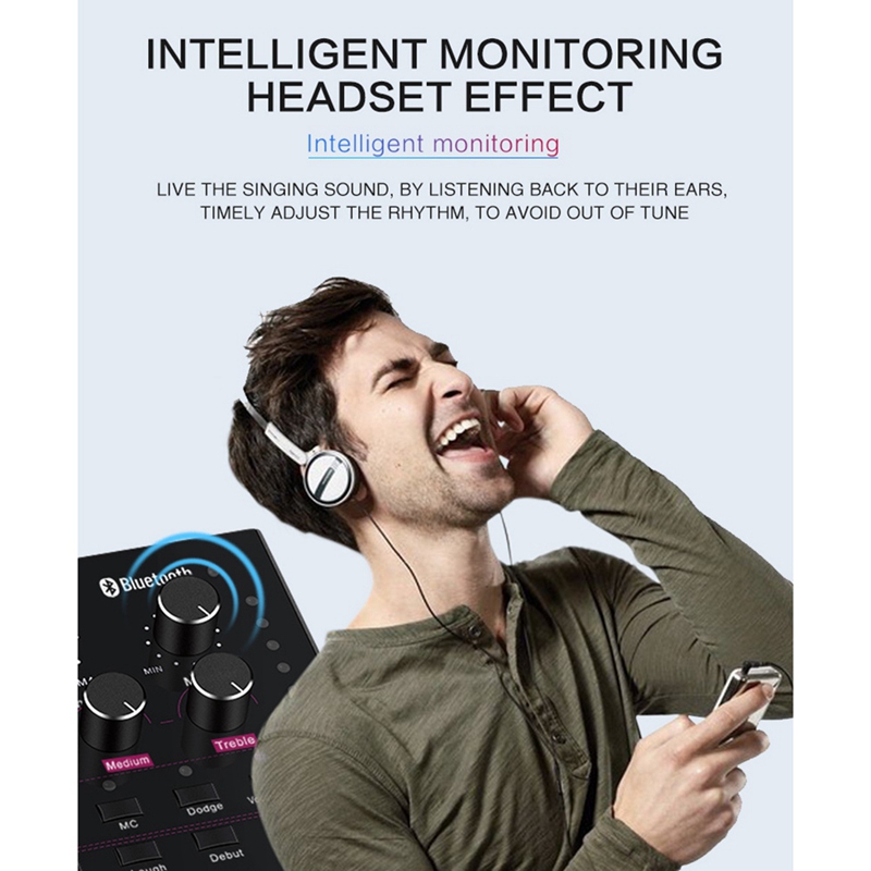 -Sound Card Audio External USB for Headset Microphone Live Broadcast for Audio Stereo Music Recording