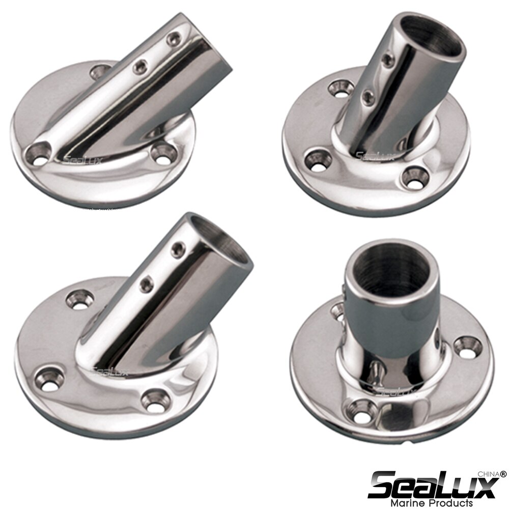 Sealux Marine Grade Stainless Steel 316 Stanchion Base Round Base Rail Mount Multiple angles for Boat Yacht Fishing Accessory