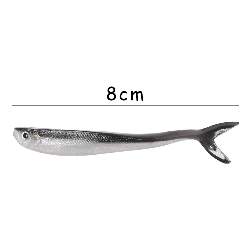 10 kpl/pussi pehmeä katkarapu madot kalaviehe hopea silikoni vaapuja kalastusvälineet jigging toukka kalastussyötti jigipää syötti 8cm/2g